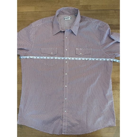 Wrangler Wrancher Pearl Snap Shirt Mens 2XT Red Geometric Long Sleeve Western‎ - Picture 4 of 6